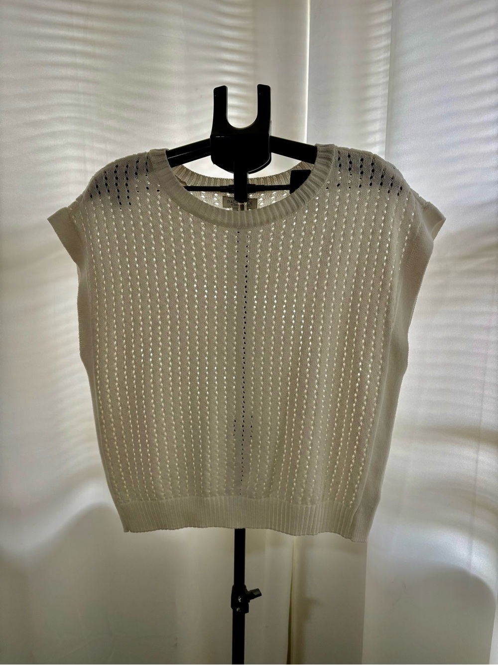 Rachel Zoe White Open-Knit Sleeveless Sweater Tank